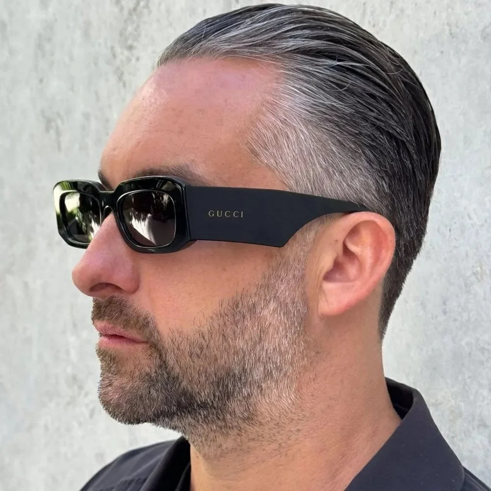 NEW Gucci GG1426S 001 Black Grey Unisex Rectangle Sunglasses GG 1426S